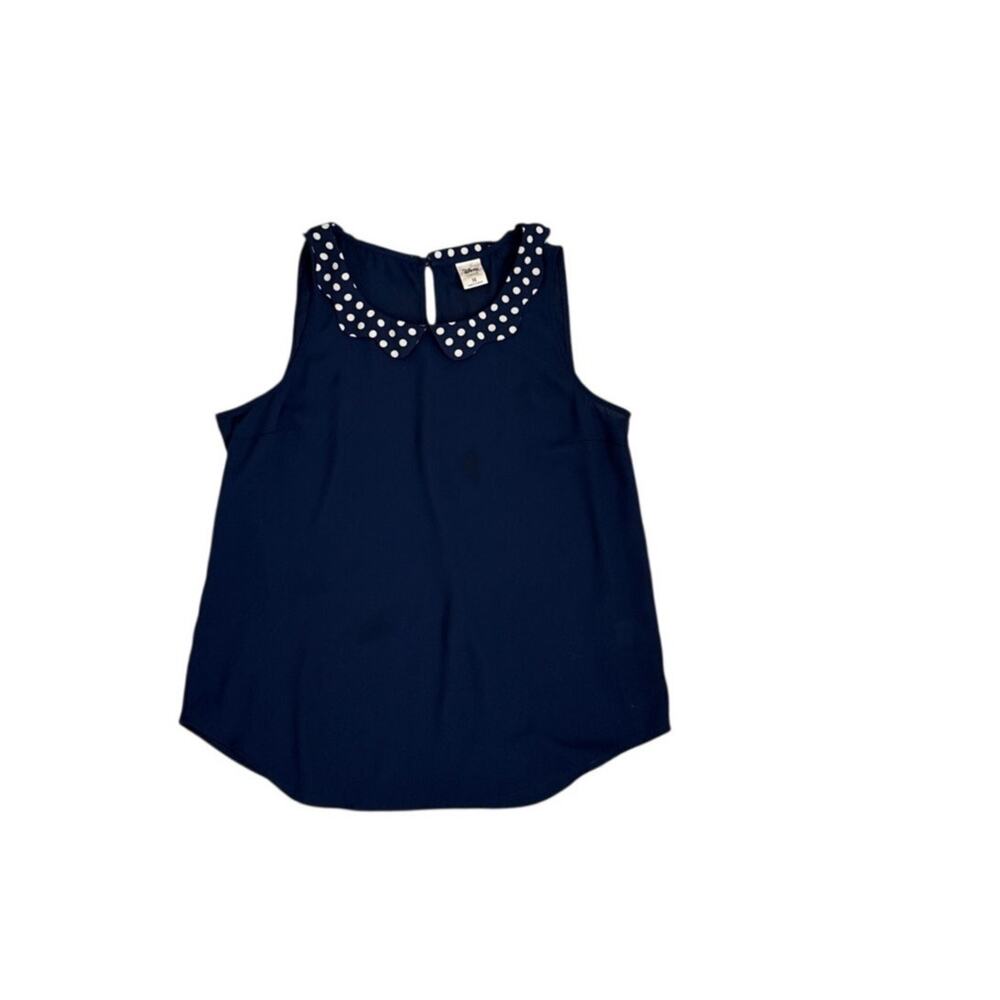 Disney Minnie LC Lauren Conrad Blue Sleeveless Blouse White Polka Dot Medium